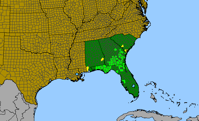 The range of Nyssa ogeche